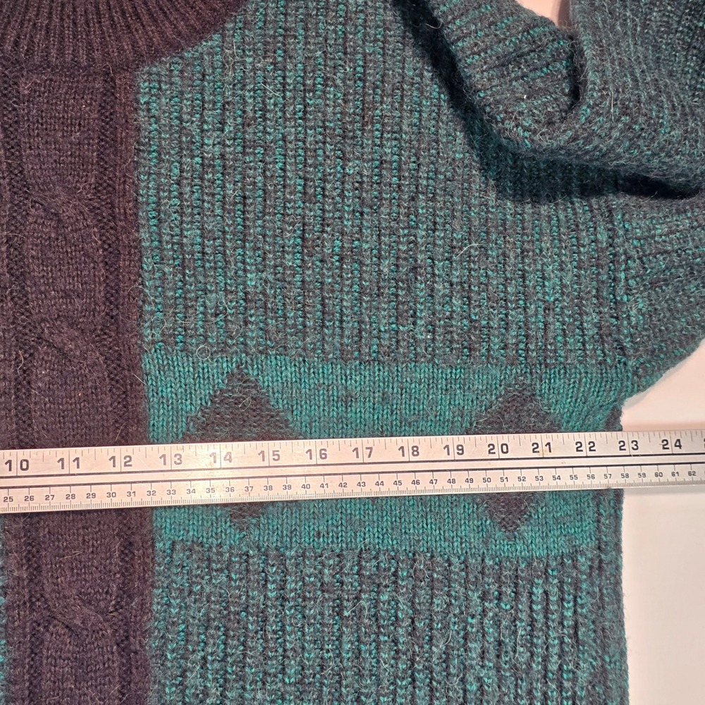 Abi Mode Boutique Paris Vtg Wool Alpaca Blend Sweater Green Geometric Italy M - Picture 11 of 16